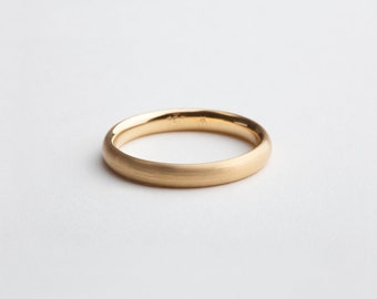 Minimal 18k 14k Yellow Gold Band Women's Rose Gold Wedding Ring Men's ⦁ Simple Wedding Comfort Fit Band Minimalist Ring Satin