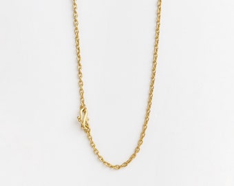 18K Rolo Handmade Rolo 3.2mm Chain for Women Men ⦁ 18K Yellow Solid Gold Chain ⦁ Simple Gold Chain ⦁ Long Gold Chain