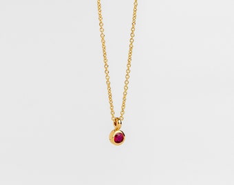 Tiny Ruby Pendant, Unique Pendant 18k gold, Wedding Ruby Necklace, Anniversary Pendant, Berman, Jewelry | Valentine Day Gift for Her