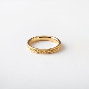 Dainty Thin Beaded Ring Band, 14k 18k Gold, Wedding Band, Stacking, Dot, Women, Roman Ring, Berman