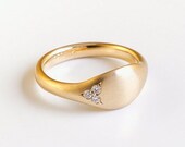 Diamonds gold pinky ring ⦁ solid 14k 18k yellow gold ring ⦁ 14k 18k Gold wedding ring