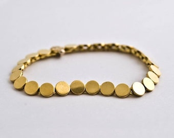 18k Gold Bracelet Small Disc Gold Bracelet ⦁ Links Disk Bracelet for Woman ⦁ Handmade Berman Jewelers