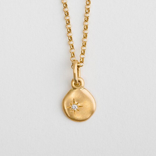 Diamond 18k Gold Pendant Necklace Tiny 