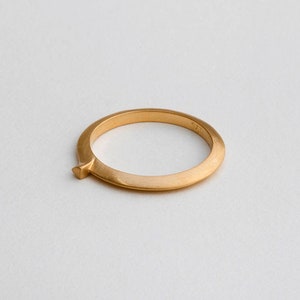 Unique Minimal Stacking 14k 18k Gold Ring Avant Garde Thin Ring Contemporary Wedding Ring image 1