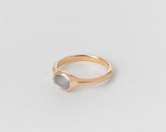 Light Sapphire Ring (Oval) Solitaire Ring, 18k Gold Dainty Ring for Women, Simple Gemstone Anniversary Dainty Engagement Ring