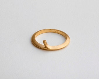 Gold Contemporary Thin Unique Stacking Ring ⦁ Slim Band 14K 18 K Gold Dainty Stack Ring for Her ⦁ Berman Designers