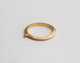 Unique Minimal Stacking 14k 18k Gold Ring ⦁ Avant Garde Thin Ring ⦁ Contemporary Wedding Ring