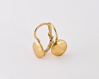 Simple Gold Earrings ⦁ Dangle Earrings 18k Solid Gold ⦁ Minimal Gold Earrings ⦁ Gold Nugget Earring ⦁ Dangle Post Earrings for Her