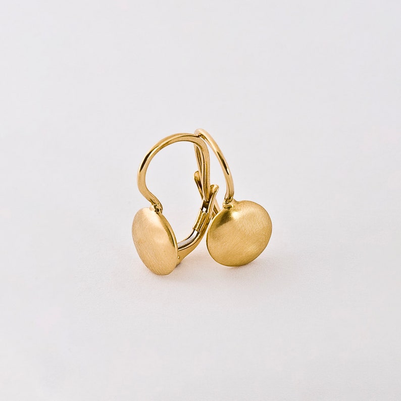 Simple Gold Earrings Dangle Earrings 18k Solid Gold Minimal Gold Earrings Gold Nugget Earring Dangle Post Earrings for Her image 1