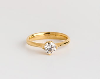 Bague moderne avec diamants de 0,5 carat : bague de fiançailles solitaire en or rose 18 carats