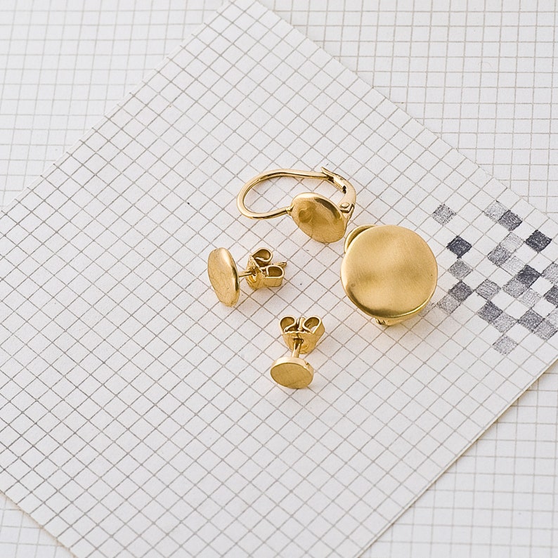 Simple Gold Earrings Dangle Earrings 18k Solid Gold Minimal Gold Earrings Gold Nugget Earring Dangle Post Earrings for Her image 6