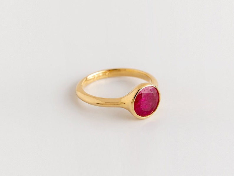 Large Ruby Statement Ring Simple Yellow 18k Gold Men - Etsy