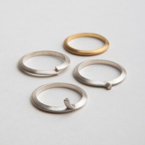 Unique Minimal Stacking 14k 18k Gold Ring Avant Garde Thin Ring Contemporary Wedding Ring image 5