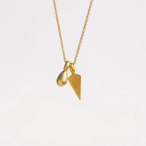 14k Gelb Rose Solid Gold Anhänger Halskette, moderne minimalistische Halskette, einzigartige feminine Charme einfache Halskette für Frauen, Ei Schmuck Bild 5