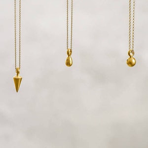 14k Gelb Rose Solid Gold Anhänger Halskette, moderne minimalistische Halskette, einzigartige feminine Charme einfache Halskette für Frauen, Ei Schmuck Bild 6