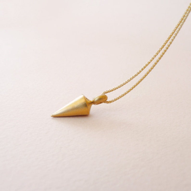 Pendulum 22k Gold Pendant Jewelry, Plumb 22k Solid Gold Necklace, Vertical Pendant for Women Men, Gold Weight, Berman Designers Jewelry image 2