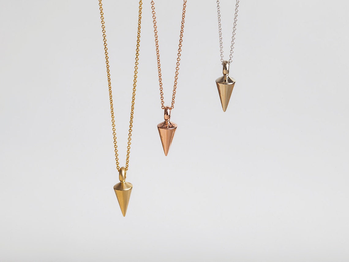Solid Gold Plumb Line Pendant Necklace Pendulum 14k Yellow Etsy