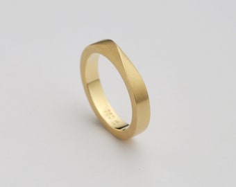 Mens Wedding Mobius Ring Band ⦁ Twist Gold Band ⦁ 18K Gold Thick Gold Ring ⦁ 14k Yellow Rose Gold Male Ring