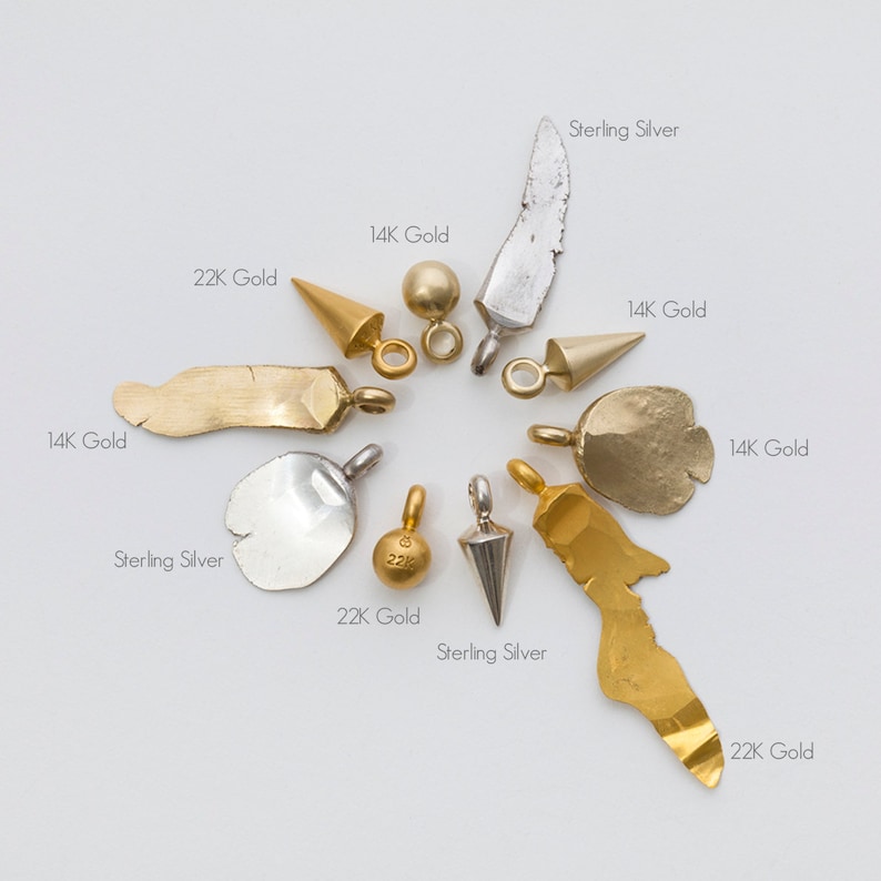 Minimalist 22 kt Solid Gold Necklace, 22 kt Gold Square Charm Pendant 22 Karat Gold Bar 22K Gold Jewelry Nugget image 5