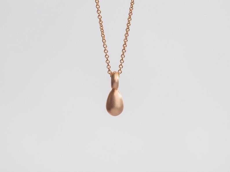 14k Gelb Rose Solid Gold Anhänger Halskette, moderne minimalistische Halskette, einzigartige feminine Charme einfache Halskette für Frauen, Ei Schmuck Bild 2