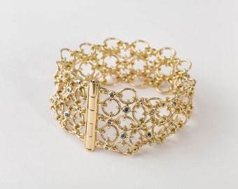 Wide Sapphires Bracelet 18k Gold, Jewelry, Women, Berman Designers