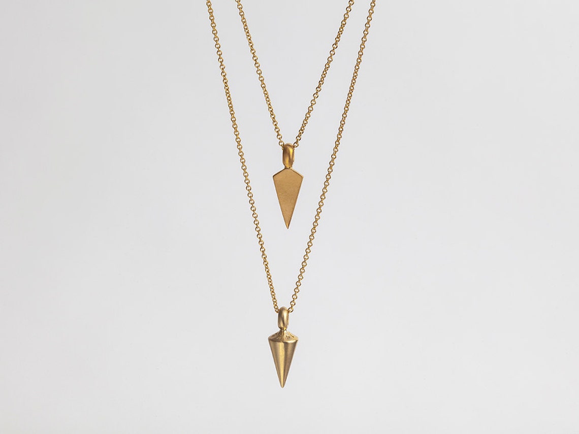 Solid Gold Plumb Line Pendant Necklace Pendulum 14k Yellow Etsy