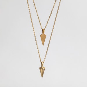 Solid Gold Plumb Line Pendant Necklace Pendulum 14k Yellow Gold Cone Pendant Vertical Level 14 Karat Woman Man image 2