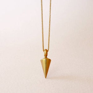 Solid Gold Plumb Line Pendant Necklace Pendulum 14k Yellow Gold Cone Pendant Vertical Level 14 Karat Woman Man image 4