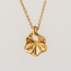 18k Gold Hubeza Mallow Pendant for women, Leaf Floral Pendant, Hand made pendant, Berman designers image 2
