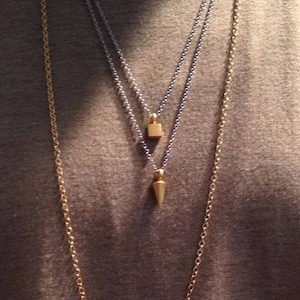 Minimalist 22 kt Solid Gold Necklace, 22 kt Gold Square Charm Pendant 22 Karat Gold Bar 22K Gold Jewelry Nugget image 7