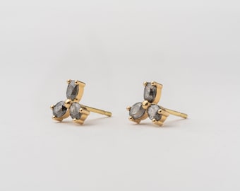 Vane Gray Diamond Earrings (Oval) Studs 18k Gold ⦁ Gray Diamonds Earrings Studs for Women ⦁ Gray Diamonds Oval Earrings ⦁ Urban Jewelry