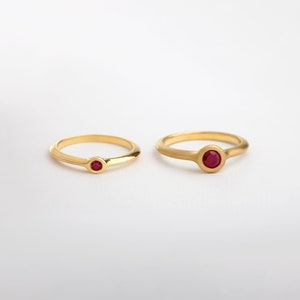 Minimal Small Simple Ring for Women, Stackable, Ruby, Engagement, 18k Yellow Gold, Dainty, July Birthstone Ring, Jewelry Gift for Her image 4