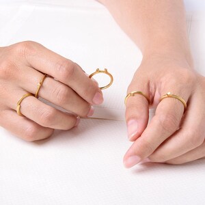 Unique Minimal Stacking 14k 18k Gold Ring Avant Garde Thin Ring Contemporary Wedding Ring image 3