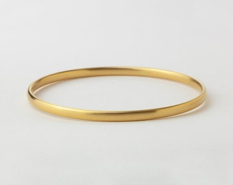 18k Solid Gold Stack Minimal Bangle Bracelet ⦁ 14 / 18 Karat Gold Simple Bracelet Dainty Gold Dainty Bangle