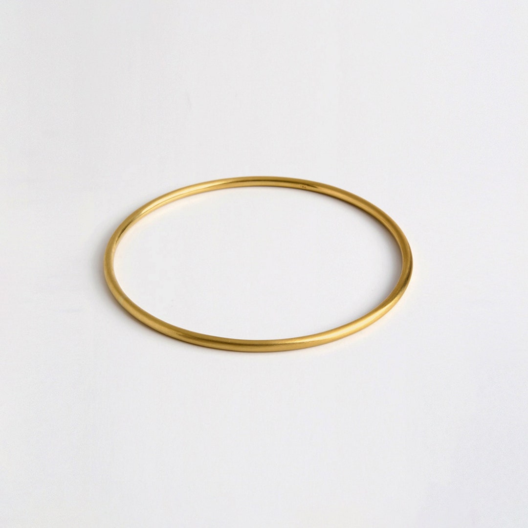 Simple 18k Solid Gold Bangle: Thin Stacking Bracelet - Etsy