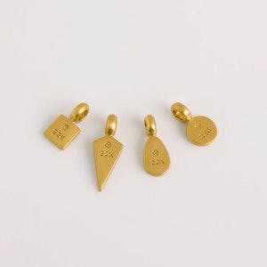 Minimalist 22 kt Solid Gold Necklace, 22 kt Gold Square Charm Pendant 22 Karat Gold Bar 22K Gold Jewelry Nugget image 3