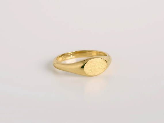 【新品未使用】W double oval pinkie ring 14号 ovy Oval Pinkie Ring ⦁ 18k Gold Seal Pinky Ring Solid Yellow Gold