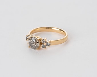 Gray Diamond Ring: 18k Gold Solitaire Engagement Ring