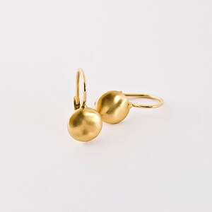 Simple Gold Earrings Dangle Earrings 18k Solid Gold Minimal Gold Earrings Gold Nugget Earring Dangle Post Earrings for Her image 4