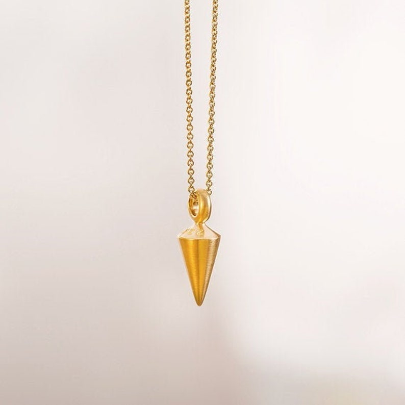 Pendulum 22k Gold Pendant Jewelry, Plumb 22k Solid Gold Necklace, Vertical Pendant for Women Men, Gold Weight, Berman Designers Jewelry image 1