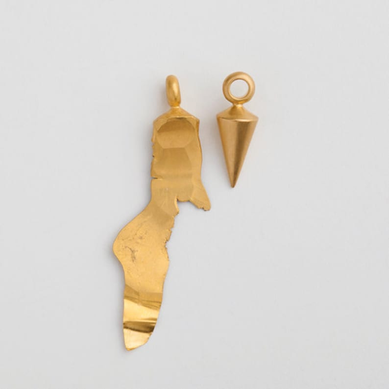 Pendulum 22k Gold Pendant Jewelry, Plumb 22k Solid Gold Necklace, Vertical Pendant for Women Men, Gold Weight, Berman Designers Jewelry image 3