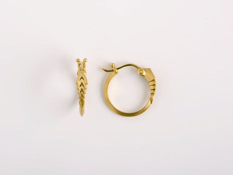 18k Gold Wheat Hoop Earrings Unique Gold Earrings for Women 18k 14k Yellow Gold Berman Designers image 1