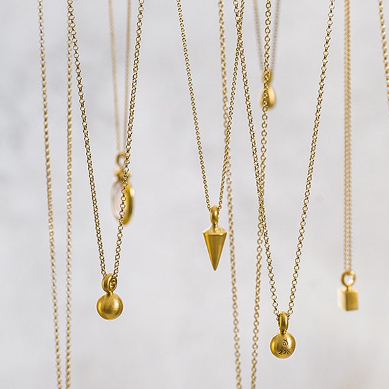 Simple Small Minimal Gold Ball Pendant Necklace 14K Yellow Etsy