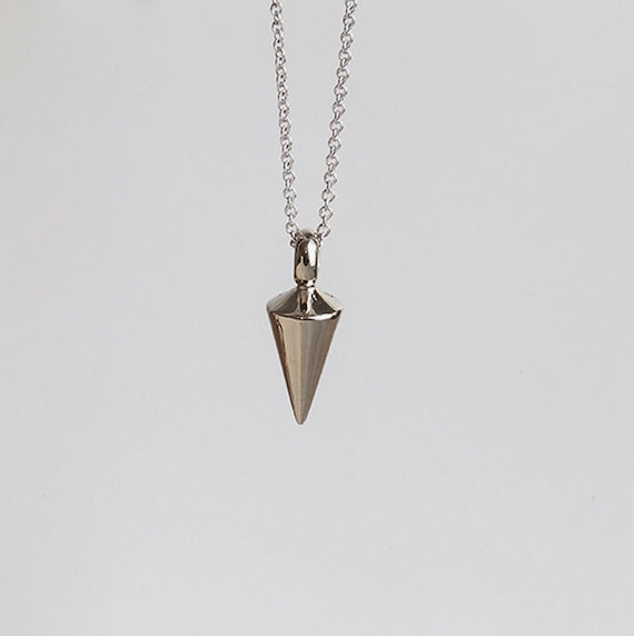 14k White Gold Pendant Plumb Necklace For Men Vertical Pendulum Spike Cone Gift Boyfriend Man Guy - Mens 14k Gold Pendant Necklace 14k White Gold Pendant Plumb Necklace For Men Vertical Pendulum Spike Cone Gift Boyfriend Man Guy - Mens 14k Gold Pendant Necklace
