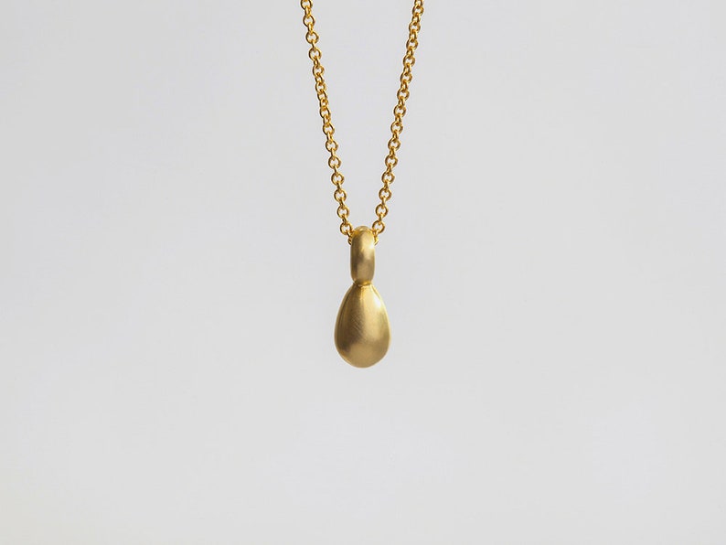 14k Gelb Rose Solid Gold Anhänger Halskette, moderne minimalistische Halskette, einzigartige feminine Charme einfache Halskette für Frauen, Ei Schmuck Bild 3