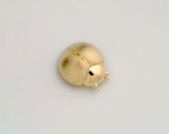 18k Solid Gold Beetle Brooch: Handmade Ladybug Pin
