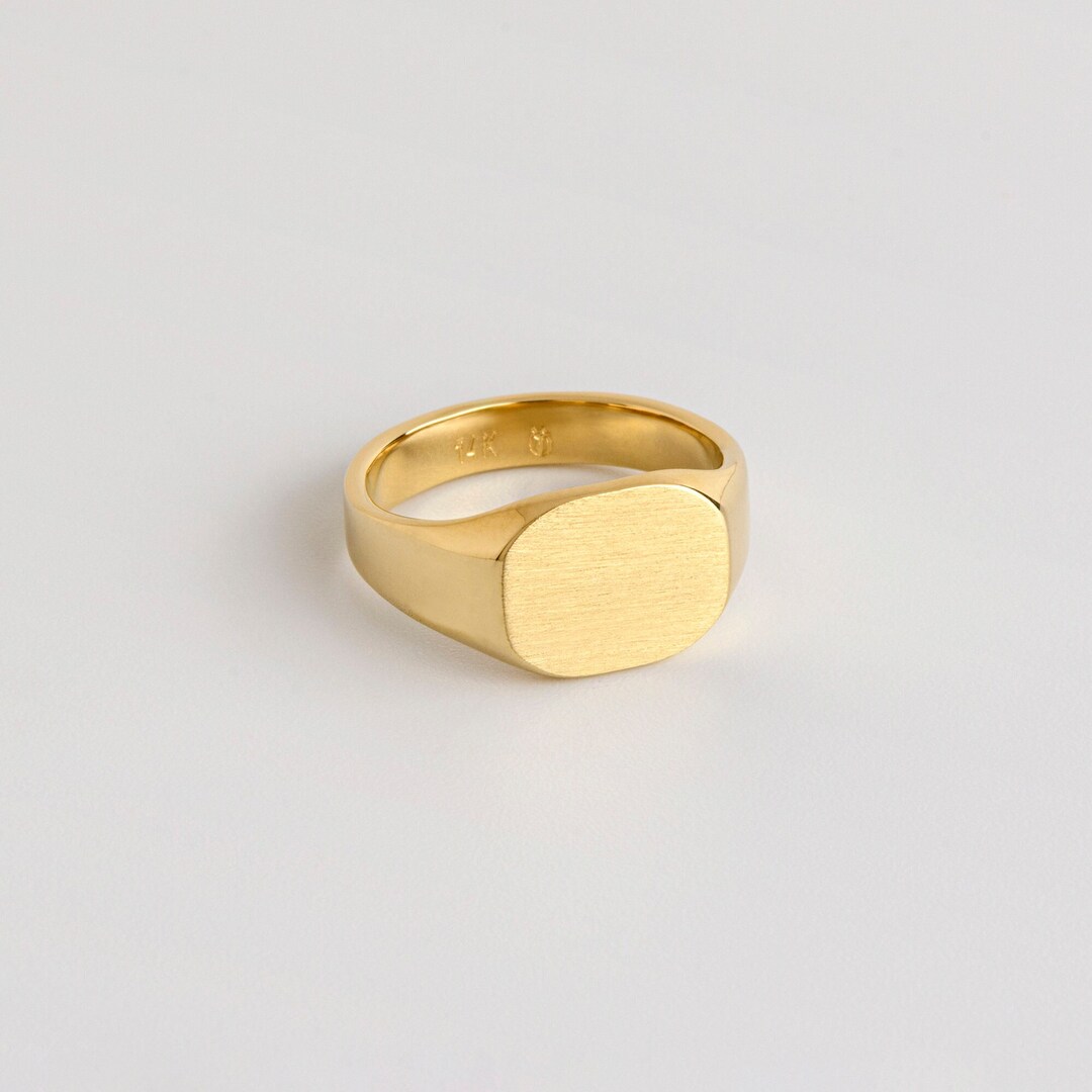 Ring soft Rectangle, 18K Gold Ring, Flat Top Ring, Geometric