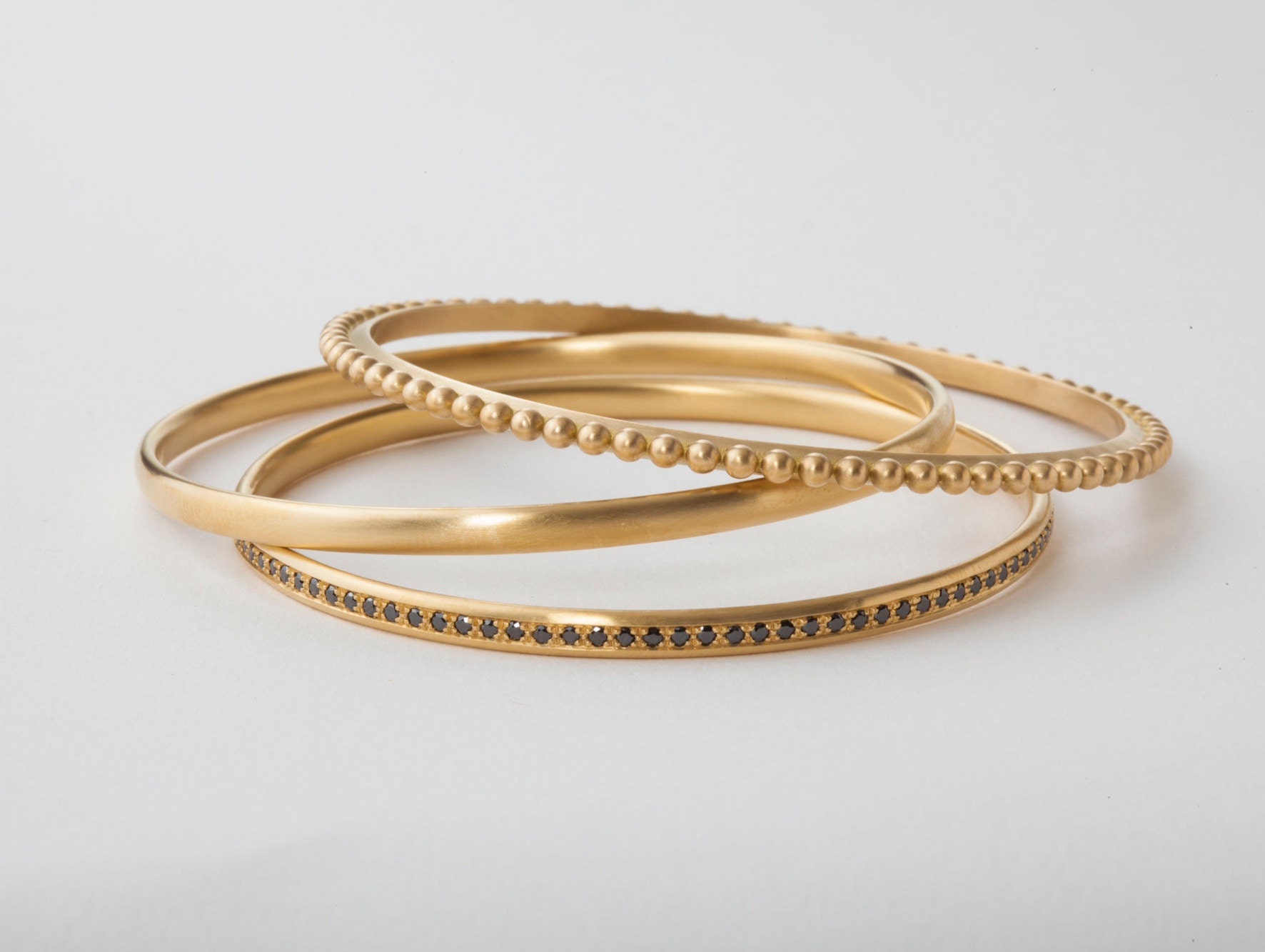 18k Solid Gold Stack Minimal Bangle Bracelet 14 18 Karat Gold