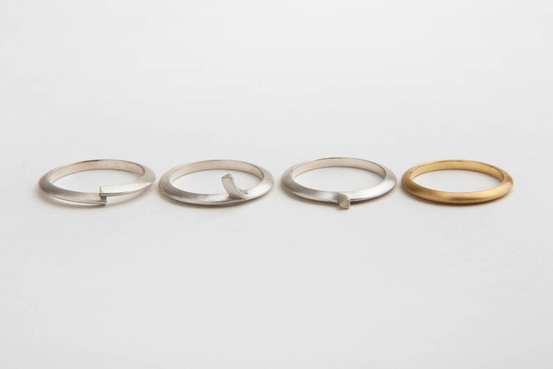 Unique Minimal Stacking 14k 18k Gold Ring Avant Garde Thin Ring Contemporary Wedding Ring image 4