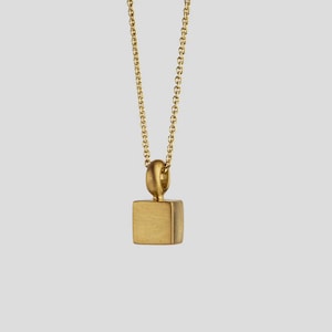 22 Karat Solid Gold Cube Pendant Necklace, 22K Gold Pendant Necklace, Geometric Pendant for Women Men, Square Gold Pendant Necklace